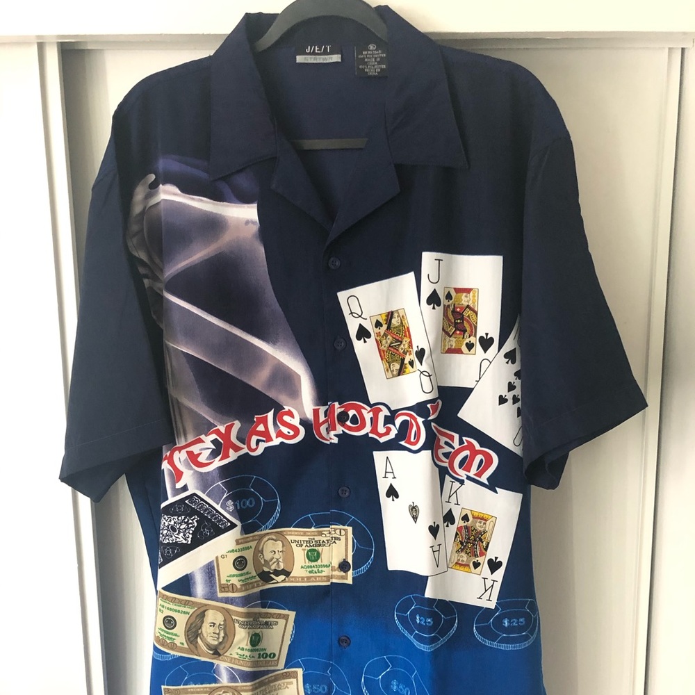 Texas Hold’em-Short Sleeve Button Down Men’s XL